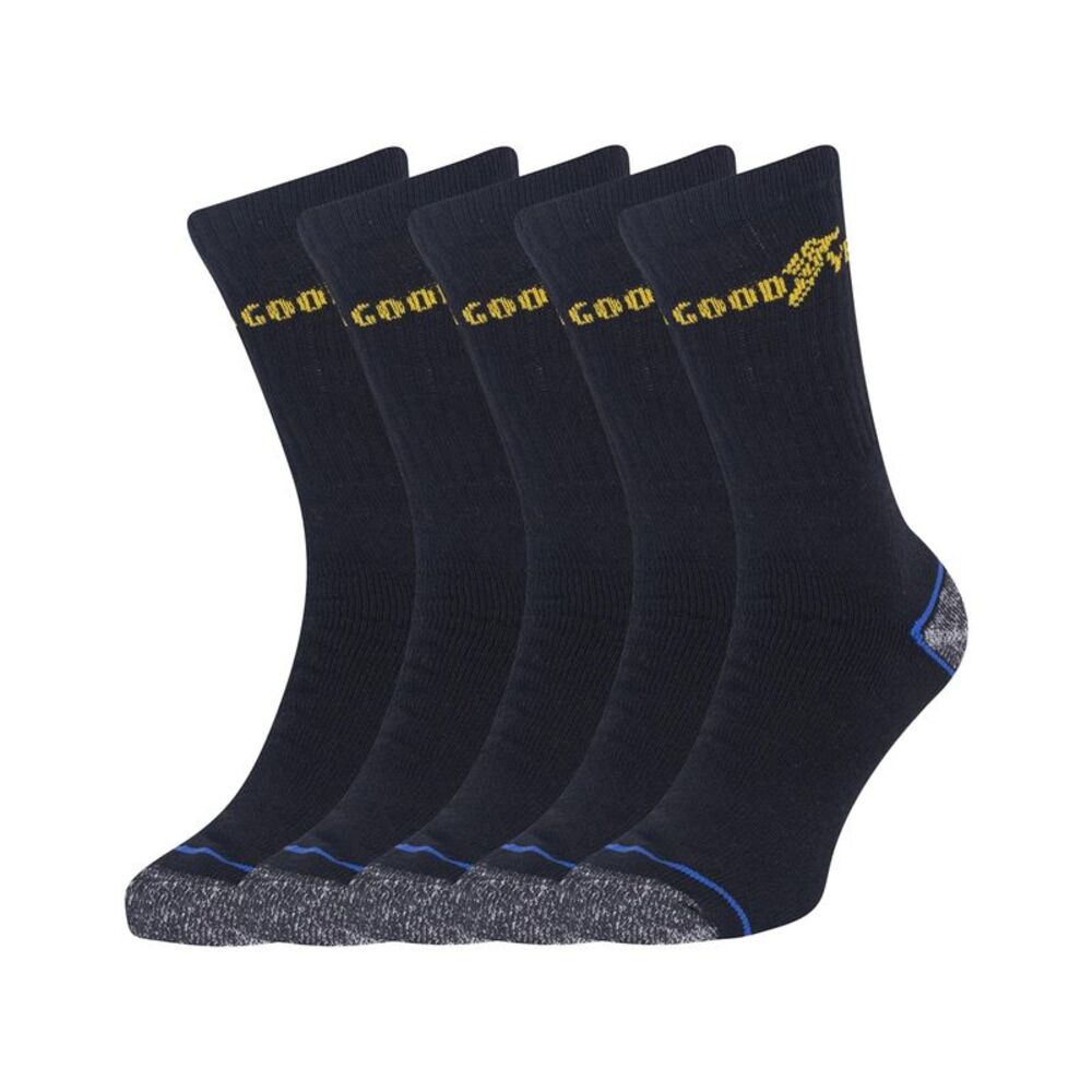Goodyear Mens Heavy Duty Work Socks (Pack of 5) / Black